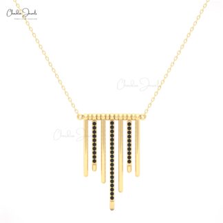 Rose Gold Multi-Bar Pendant Necklace with Black Diamonds