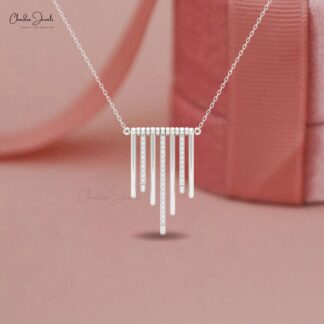 14k Gold Multi-Bar Pendant with White Diamonds