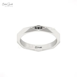 Minimalist Geometric 14K Gold Ring with Black Diamonds