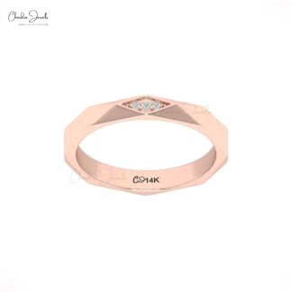 Geometric Diamond Band in 14K Yellow Gold ? Modern Faceted Ring