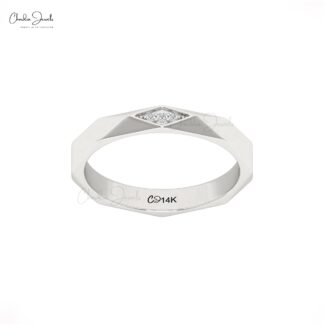 Geometric Diamond Band in 14K Yellow Gold ? Modern Faceted Ring