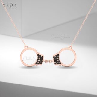 CJ 14k Gold Handcuff Necklace with Black Diamonds for Women