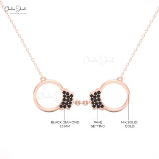 CJ 14k Gold Handcuff Necklace with Black Diamonds for Women