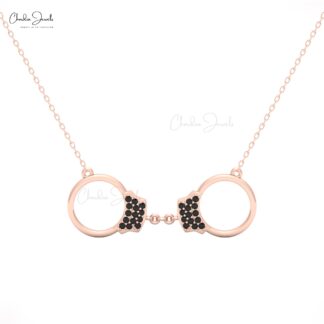 CJ 14k Gold Handcuff Necklace with Black Diamonds for Women