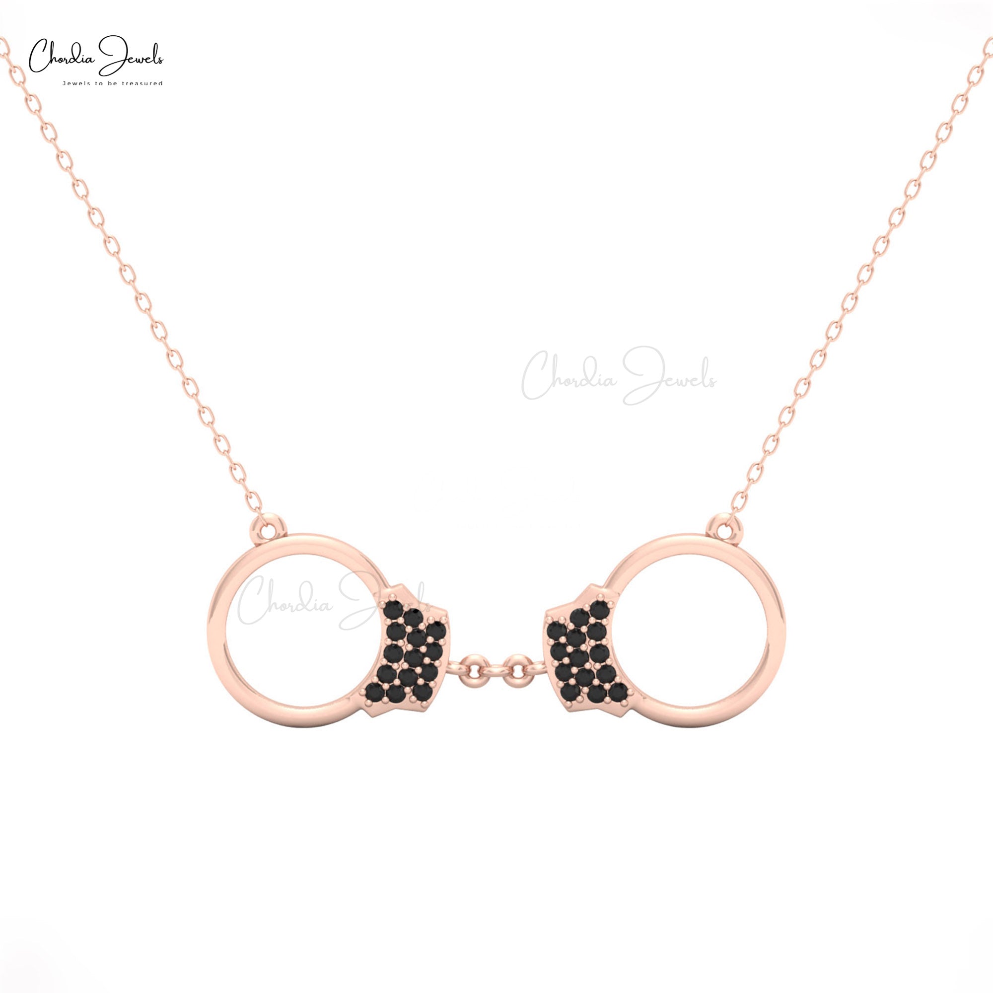 CJ 14k Gold Handcuff Necklace with Black Diamonds for Women
