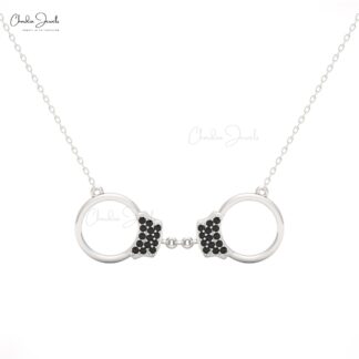 CJ 14k Gold Handcuff Necklace with Black Diamonds for Women