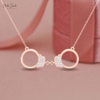 CJ 14k Gold Handcuff Necklace with White Diamonds