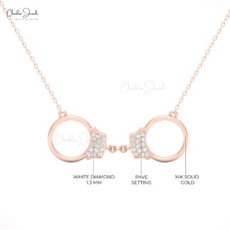 CJ 14k Gold Handcuff Necklace with White Diamonds