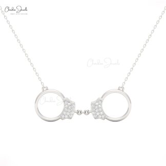 CJ 14k Gold Handcuff Necklace with White Diamonds
