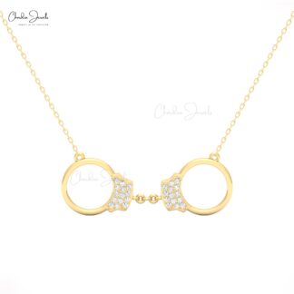 CJ 14k Gold Handcuff Necklace with White Diamonds