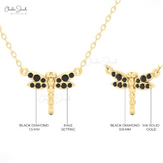 Black Diamond Dragonfly Pendant Necklace by Chordia Jewels in White Gold