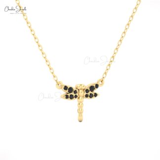 Black Diamond Dragonfly Pendant Necklace by Chordia Jewels in White Gold