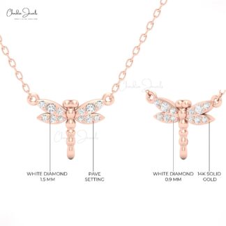 Pterygota Necklace ? Elegant Dragonfly Pendant in White Diamond with Sparkling Crystals