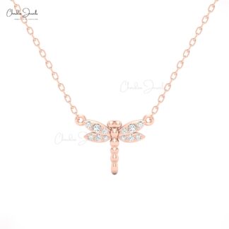 Pterygota Necklace ? Elegant Dragonfly Pendant in White Diamond with Sparkling Crystals