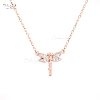 Pterygota Necklace ? Elegant Dragonfly Pendant in White Diamond with Sparkling Crystals