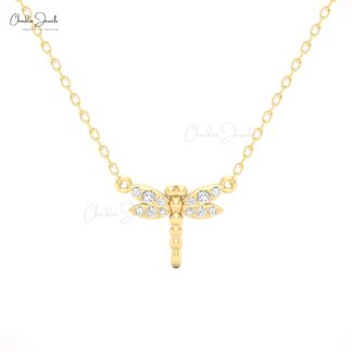 Pterygota Necklace ? Elegant Dragonfly Pendant in White Diamond with Sparkling Crystals