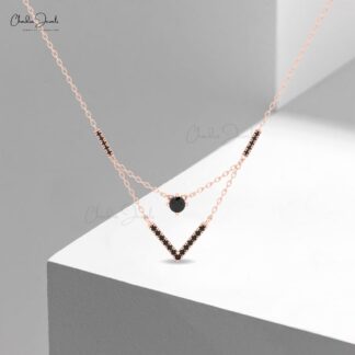 Chordia Jewels Chveraon 14k Solid Gold Necklace with Black Diamonds