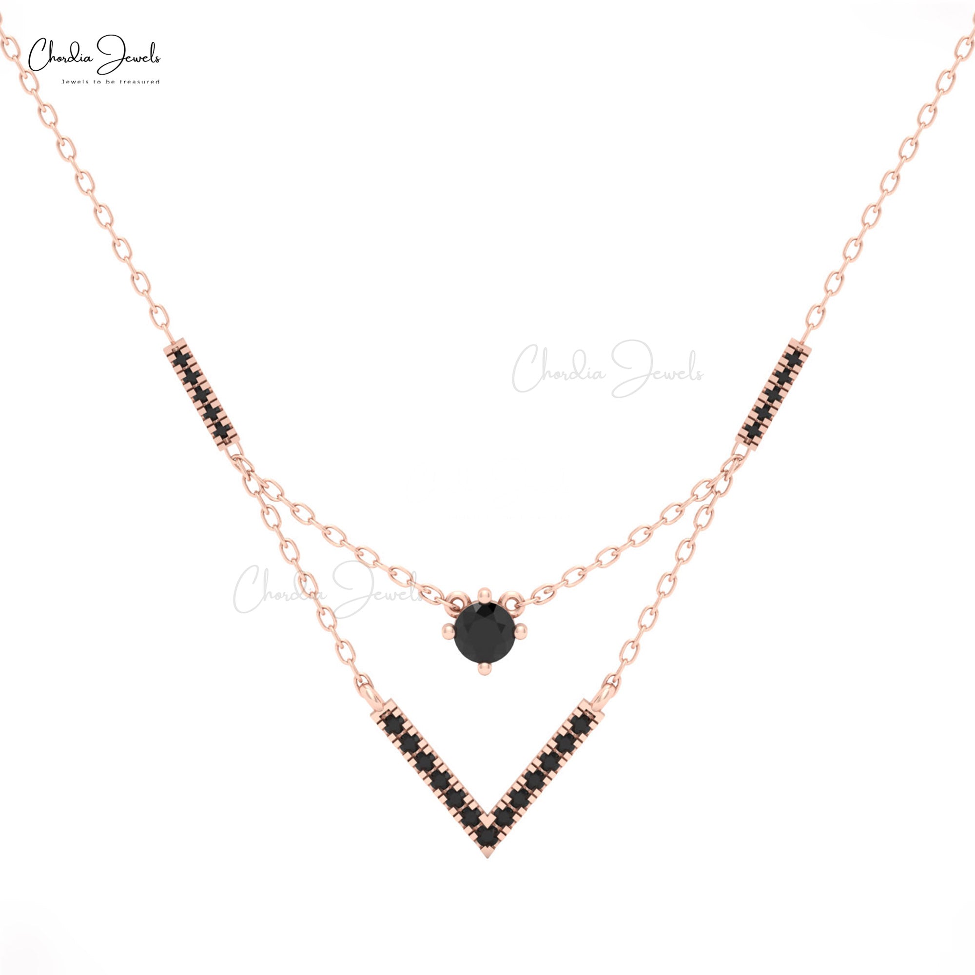 Chordia Jewels Chveraon 14k Solid Gold Necklace with Black Diamonds
