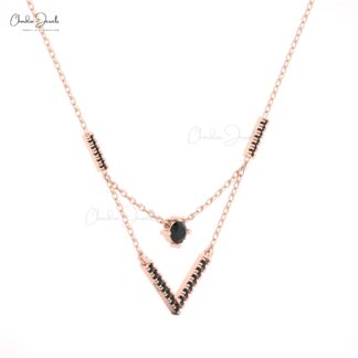 Chordia Jewels Chveraon 14k Solid Gold Necklace with Black Diamonds