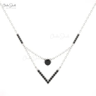 Chordia Jewels Chveraon 14k Solid Gold Necklace with Black Diamonds