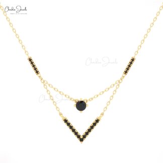 Chordia Jewels Chveraon 14k Solid Gold Necklace with Black Diamonds