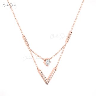 V-Shape Pendant Necklace with Diamonds by Chordia Jewels