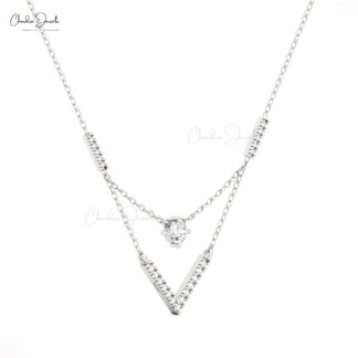 V-Shape Pendant Necklace with Diamonds by Chordia Jewels