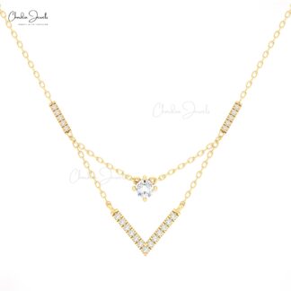 V-Shape Pendant Necklace with Diamonds by Chordia Jewels