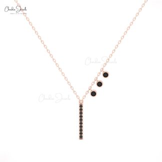 Chordia Jewels 14k Gold Diamond Bar Necklace with Bezel-Set Black Diamonds