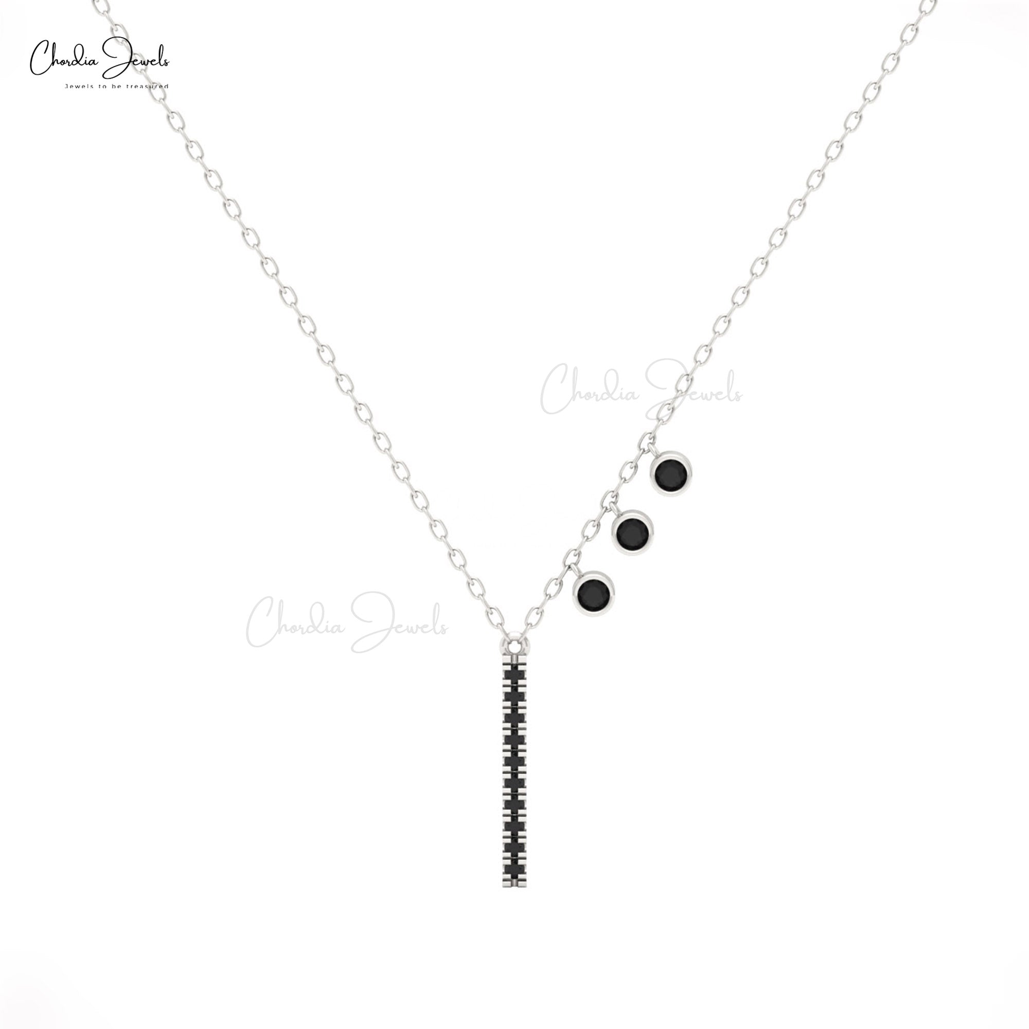 Chordia Jewels 14k Gold Diamond Bar Necklace with Bezel-Set Black Diamonds