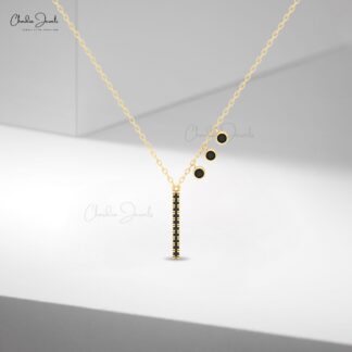 Chordia Jewels 14k Gold Diamond Bar Necklace with Bezel-Set Black Diamonds