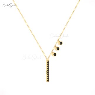 Chordia Jewels 14k Gold Diamond Bar Necklace with Bezel-Set Black Diamonds
