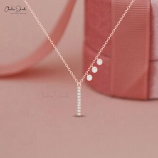 Chordia Jewels Diamond Bar Necklace with Bezel-Set Accents in White Diamonds