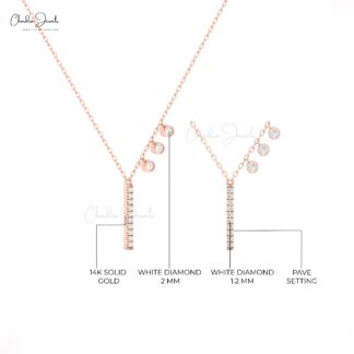 Chordia Jewels Diamond Bar Necklace with Bezel-Set Accents in White Diamonds