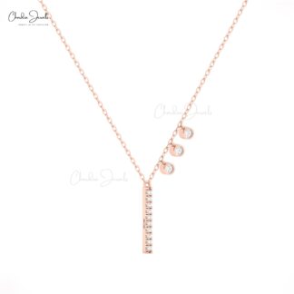 Chordia Jewels Diamond Bar Necklace with Bezel-Set Accents in White Diamonds