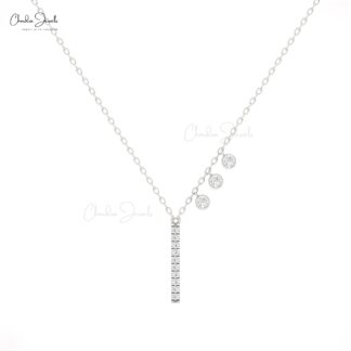 Chordia Jewels Diamond Bar Necklace with Bezel-Set Accents in White Diamonds