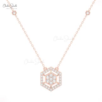 16mm White Diamond Cluster Necklace in 14K Solid Gold by Chordia Jewels