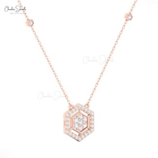 16mm White Diamond Cluster Necklace in 14K Solid Gold by Chordia Jewels