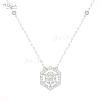 16mm White Diamond Cluster Necklace in 14K Solid Gold by Chordia Jewels
