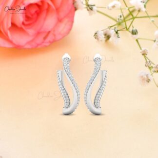 Chordia Jewels 14k Solid Gold Twisted Stud Earring in White Diamond