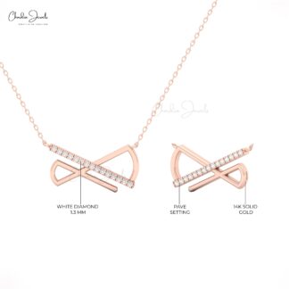 Chordia Jewels 14k Solid Gold Bar Geometric Diamond Pendant Necklace