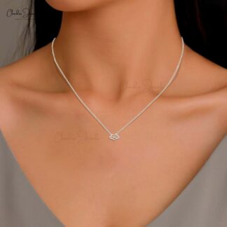 White Diamond in 14k Solid Gold Infinity Necklace ? 0.096 Ct Gemstone
