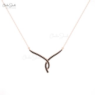 Twisted Necklace in 14K Solid Gold with Black Diamonds for Women