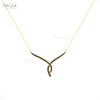 Twisted Necklace in 14K Solid Gold with Black Diamonds for Women