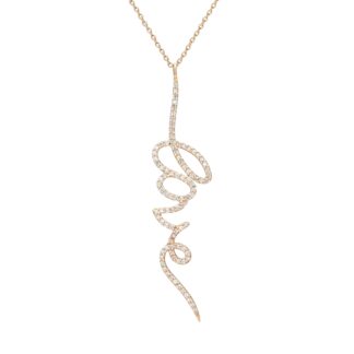 Real 14k Rose Gold Love Necklace With 0.33 Ct Dainty G-H Diamond Chain Women Necklaces
