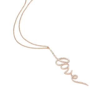 Real 14k Rose Gold Love Necklace With 0.33 Ct Dainty G-H Diamond Chain Women Necklaces