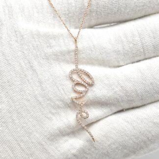 Real 14k Rose Gold Love Necklace With 0.33 Ct Dainty G-H Diamond Chain Women Necklaces