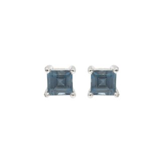 Natural London Blue Topaz Solitaire Stud In 925 Silver Handmade Earrings For Mom