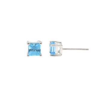 Gemstone Sterling Silver Studs With 0.77 Ct Swiss Blue Topaz Solitaire Women Earrings