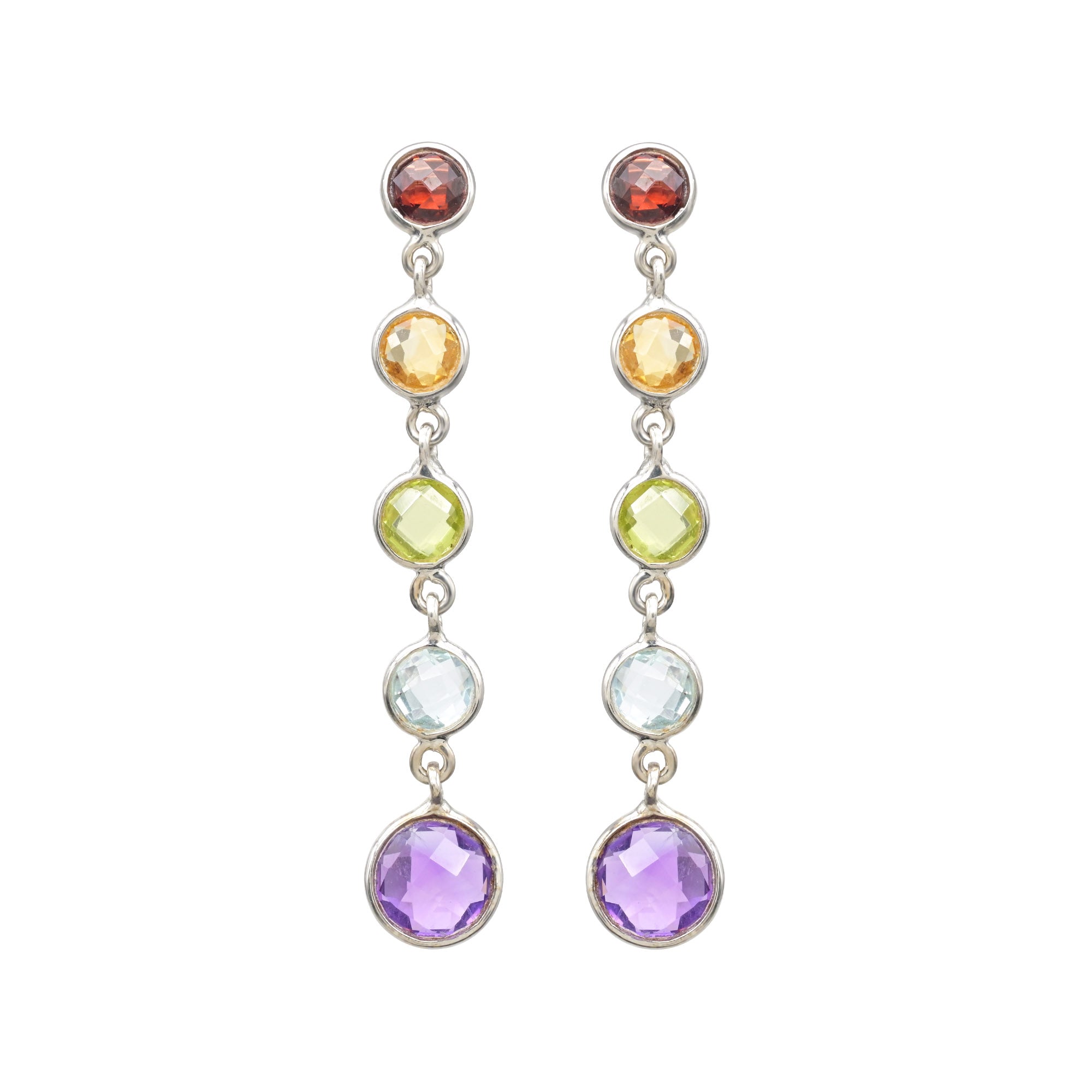 Top Quality 3.9 Ct Multi Stone 925 Sterling Silver Dangling Push Back Earrings For Women